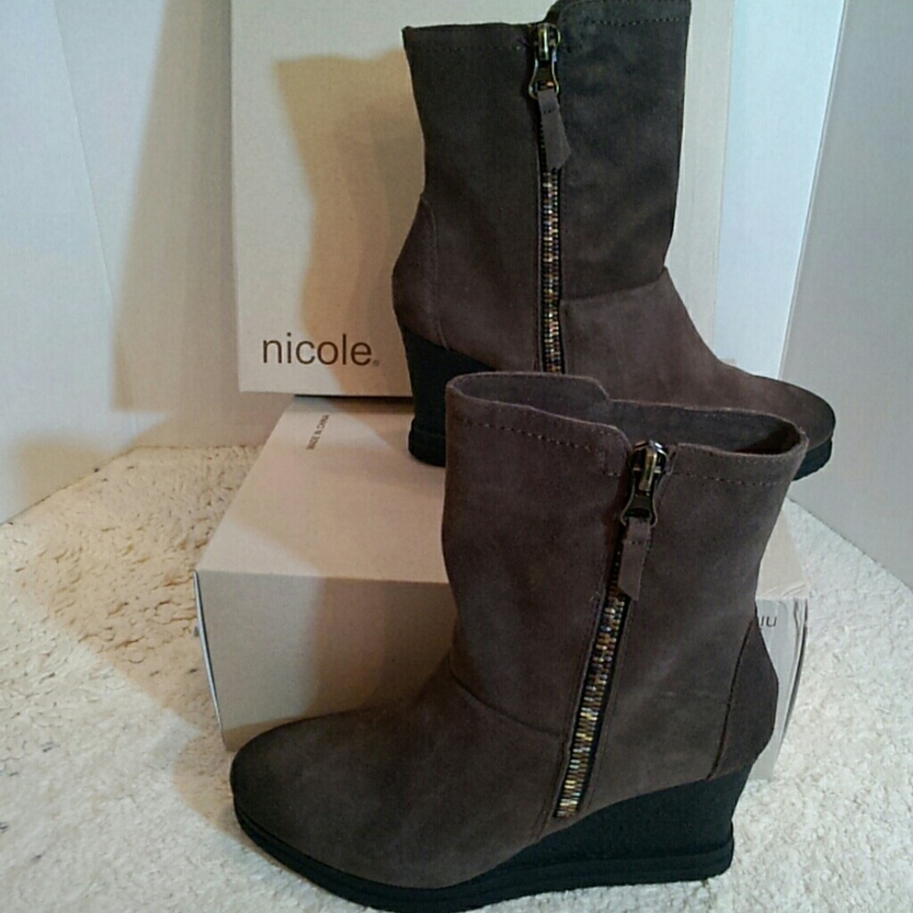 Nicole suede wedge bootie